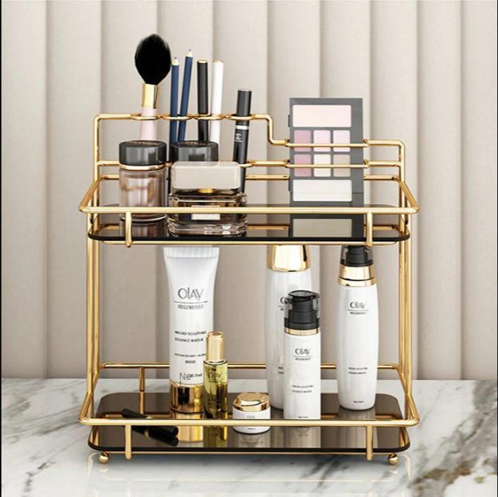 Stylish Metal Makeup Organizer - Ultimate Storage Solution for Organized Makeup