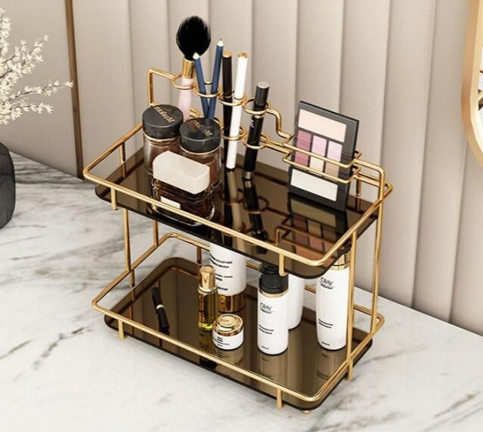 Stylish Metal Makeup Organizer - Ultimate Storage Solution for Organized Makeup